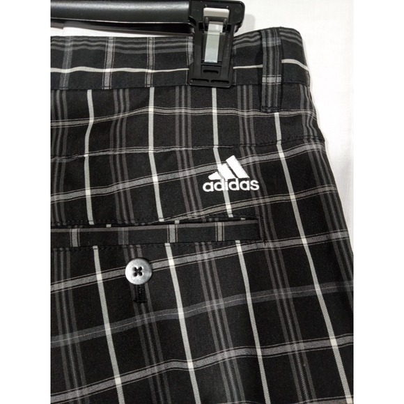 Adidas Golf Shorts  Men's 32 Black White Plaid - Picture 5 of 6